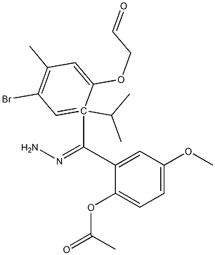 2-{2-[(4-bromo-2-isopropyl-5-methylphenoxy)acetyl]carbohydrazonoyl}-4-methoxyphenyl acetate Struktur