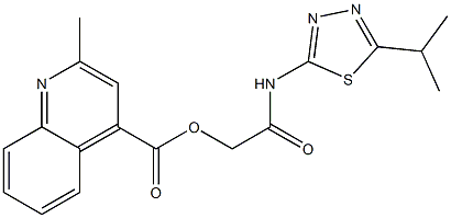 2-[(5-isopropyl-1,3,4-thiadiazol-2-yl)amino]-2-oxoethyl 2-methyl-4-quinolinecarboxylate Structure