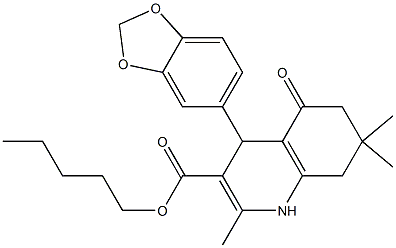 pentyl 4-(1,3-benzodioxol-5-yl)-2,7,7-trimethyl-5-oxo-1,4,5,6,7,8-hexahydro-3-quinolinecarboxylate Structure