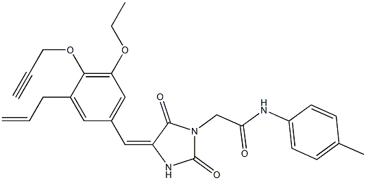 2-{4-[3-allyl-5-ethoxy-4-(2-propynyloxy)benzylidene]-2,5-dioxo-1-imidazolidinyl}-N-(4-methylphenyl)acetamide Structure