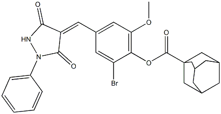 2-bromo-4-[(3,5-dioxo-1-phenyl-4-pyrazolidinylidene)methyl]-6-methoxyphenyl 1-adamantanecarboxylate