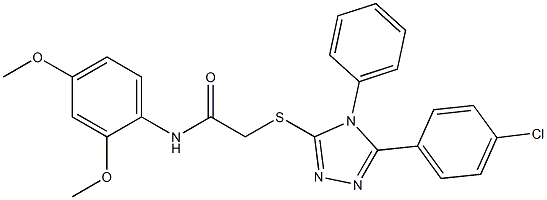 2-{[5-(4-chlorophenyl)-4-phenyl-4H-1,2,4-triazol-3-yl]sulfanyl}-N-(2,4-dimethoxyphenyl)acetamide 化学構造式