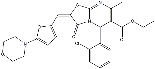 ethyl 5-(2-chlorophenyl)-7-methyl-2-{[5-(4-morpholinyl)-2-furyl]methylene}-3-oxo-2,3-dihydro-5H-[1,3]thiazolo[3,2-a]pyrimidine-6-carboxylate Structure