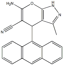 6-amino-4-(9-anthryl)-3-methyl-1,4-dihydropyrano[2,3-c]pyrazole-5-carbonitrile Structure