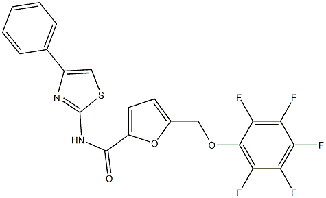 5-[(2,3,4,5,6-pentafluorophenoxy)methyl]-N-(4-phenyl-1,3-thiazol-2-yl)-2-furamide 化学構造式