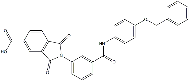 1,3-dioxo-2-{3-[({4-[(phenylmethyl)oxy]phenyl}amino)carbonyl]phenyl}-2,3-dihydro-1H-isoindole-5-carboxylic acid,,结构式
