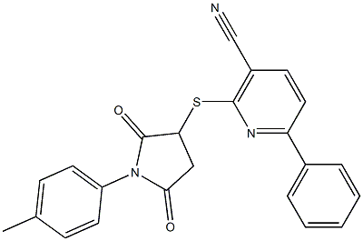 2-{[1-(4-methylphenyl)-2,5-dioxopyrrolidin-3-yl]thio}-6-phenylnicotinonitrile|