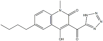 6-butyl-4-hydroxy-1-methyl-3-(1H-tetraazol-5-ylcarbonyl)-2(1H)-quinolinone 结构式