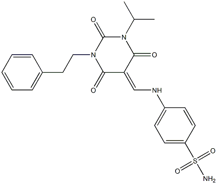 4-{[(1-isopropyl-2,4,6-trioxo-3-(2-phenylethyl)tetrahydro-5(2H)-pyrimidinylidene)methyl]amino}benzenesulfonamide Struktur