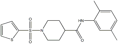 N-(2,5-dimethylphenyl)-1-(2-thienylsulfonyl)-4-piperidinecarboxamide,,结构式