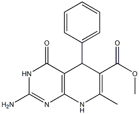methyl 2-amino-7-methyl-4-oxo-5-phenyl-3,4,5,8-tetrahydropyrido[2,3-d]pyrimidine-6-carboxylate 化学構造式