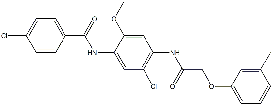 4-chloro-N-(5-chloro-2-methoxy-4-{[(3-methylphenoxy)acetyl]amino}phenyl)benzamide 结构式