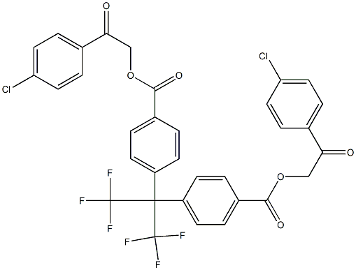 2-(4-chlorophenyl)-2-oxoethyl 4-[1-(4-{[2-(4-chlorophenyl)-2-oxoethoxy]carbonyl}phenyl)-2,2,2-trifluoro-1-(trifluoromethyl)ethyl]benzoate Structure