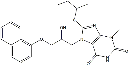 8-(sec-butylsulfanyl)-7-[2-hydroxy-3-(1-naphthyloxy)propyl]-3-methyl-3,7-dihydro-1H-purine-2,6-dione|