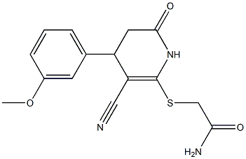 2-{[3-cyano-4-(3-methoxyphenyl)-6-oxo-1,4,5,6-tetrahydro-2-pyridinyl]sulfanyl}acetamide 结构式