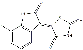 7-methyl-3-(4-oxo-2-thioxo-1,3-thiazolidin-5-ylidene)-1,3-dihydro-2H-indol-2-one Structure