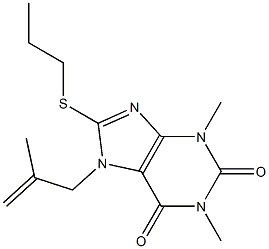 1,3-dimethyl-7-(2-methylprop-2-enyl)-8-(propylthio)-3,7-dihydro-1H-purine-2,6-dione 化学構造式