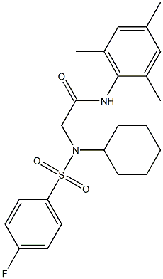 2-{cyclohexyl[(4-fluorophenyl)sulfonyl]amino}-N-mesitylacetamide 化学構造式