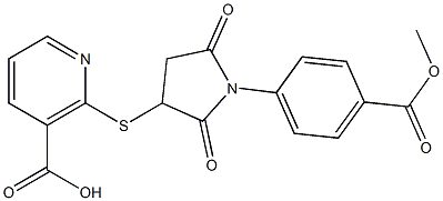 2-({1-[4-(methoxycarbonyl)phenyl]-2,5-dioxo-3-pyrrolidinyl}sulfanyl)nicotinic acid Struktur