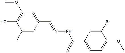 3-bromo-N'-(4-hydroxy-3-iodo-5-methoxybenzylidene)-4-methoxybenzohydrazide Struktur