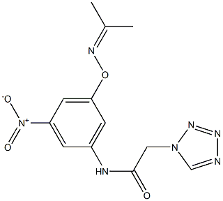 N-(3-nitro-5-{[(1-methylethylidene)amino]oxy}phenyl)-2-(1H-tetraazol-1-yl)acetamide 化学構造式