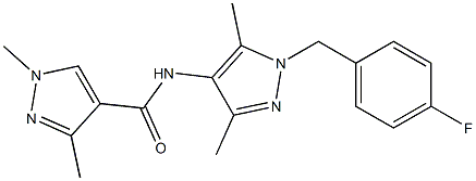 N-[1-(4-fluorobenzyl)-3,5-dimethyl-1H-pyrazol-4-yl]-1,3-dimethyl-1H-pyrazole-4-carboxamide 化学構造式