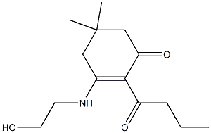 2-butyryl-3-[(2-hydroxyethyl)amino]-5,5-dimethylcyclohex-2-en-1-one Structure