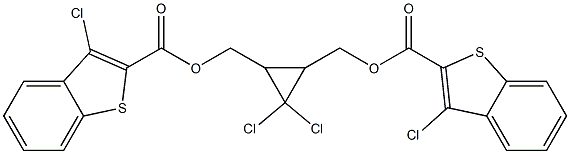 [2,2-dichloro-3-({[(3-chloro-1-benzothien-2-yl)carbonyl]oxy}methyl)cyclopropyl]methyl 3-chloro-1-benzothiophene-2-carboxylate 结构式