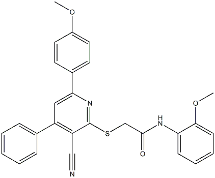 2-{[3-cyano-6-(4-methoxyphenyl)-4-phenyl-2-pyridinyl]sulfanyl}-N-(2-methoxyphenyl)acetamide|