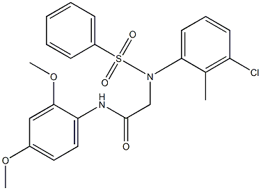 2-[3-chloro-2-methyl(phenylsulfonyl)anilino]-N-(2,4-dimethoxyphenyl)acetamide,,结构式