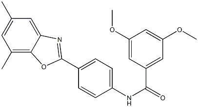 N-[4-(5,7-dimethyl-1,3-benzoxazol-2-yl)phenyl]-3,5-dimethoxybenzamide,,结构式