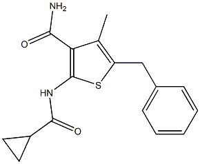 5-benzyl-2-[(cyclopropylcarbonyl)amino]-4-methylthiophene-3-carboxamide 化学構造式