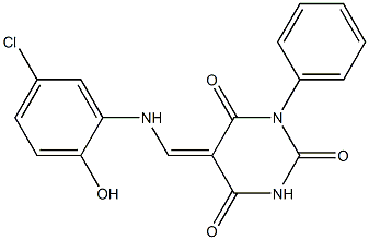 5-[(5-chloro-2-hydroxyanilino)methylene]-1-phenyl-2,4,6(1H,3H,5H)-pyrimidinetrione Structure