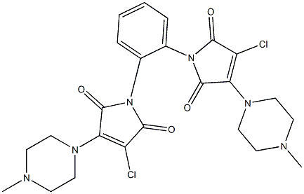 3-chloro-1-{2-[3-chloro-4-(4-methyl-1-piperazinyl)-2,5-dioxo-2,5-dihydro-1H-pyrrol-1-yl]phenyl}-4-(4-methyl-1-piperazinyl)-1H-pyrrole-2,5-dione,,结构式