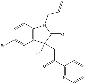 1-allyl-5-bromo-3-hydroxy-3-[2-oxo-2-(2-pyridinyl)ethyl]-1,3-dihydro-2H-indol-2-one Struktur