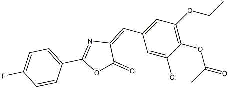 2-chloro-6-ethoxy-4-[(2-(4-fluorophenyl)-5-oxo-1,3-oxazol-4(5H)-ylidene)methyl]phenyl acetate Structure