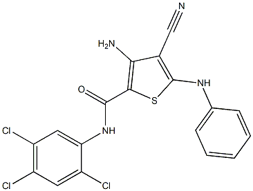 3-amino-5-anilino-4-cyano-N-(2,4,5-trichlorophenyl)-2-thiophenecarboxamide,,结构式