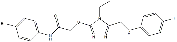 N-(4-bromophenyl)-2-({4-ethyl-5-[(4-fluoroanilino)methyl]-4H-1,2,4-triazol-3-yl}sulfanyl)acetamide 化学構造式