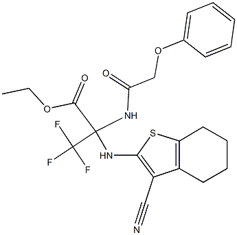 ethyl 2-[(3-cyano-4,5,6,7-tetrahydro-1-benzothiophen-2-yl)amino]-3,3,3-trifluoro-2-[(2-phenoxyacetyl)amino]propanoate Structure