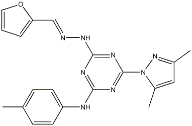 2-furaldehyde [4-(3,5-dimethyl-1H-pyrazol-1-yl)-6-(4-toluidino)-1,3,5-triazin-2-yl]hydrazone