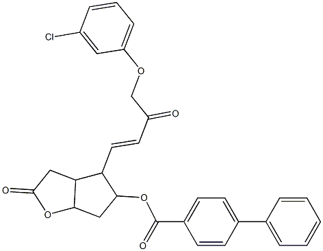 4-[4-(3-chlorophenoxy)-3-oxo-1-butenyl]-2-oxohexahydro-2H-cyclopenta[b]furan-5-yl [1,1'-biphenyl]-4-carboxylate 化学構造式