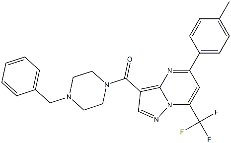 3-[(4-benzyl-1-piperazinyl)carbonyl]-5-(4-methylphenyl)-7-(trifluoromethyl)pyrazolo[1,5-a]pyrimidine Structure