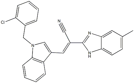 3-[1-(2-chlorobenzyl)-1H-indol-3-yl]-2-(5-methyl-1H-benzimidazol-2-yl)acrylonitrile Structure