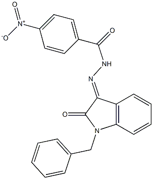 N'-(1-benzyl-2-oxo-1,2-dihydro-3H-indol-3-ylidene)-4-nitrobenzohydrazide 结构式