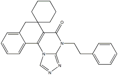 4-(2-phenylethyl)-6,7-dihydrospiro(benzo[h][1,2,4]triazolo[4,3-a]quinazoline-6,1'-cyclohexane)-5(4H)-one Structure