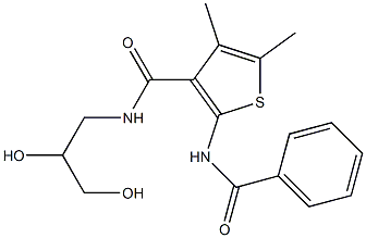 2-(benzoylamino)-N-(2,3-dihydroxypropyl)-4,5-dimethyl-3-thiophenecarboxamide Struktur