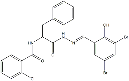 2-chloro-N-(1-{[2-(3,5-dibromo-2-hydroxybenzylidene)hydrazino]carbonyl}-2-phenylvinyl)benzamide,,结构式