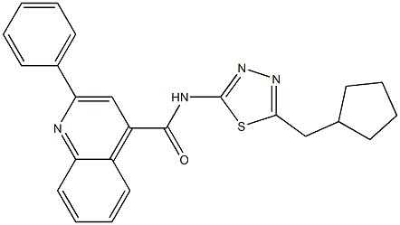 N-[5-(cyclopentylmethyl)-1,3,4-thiadiazol-2-yl]-2-phenyl-4-quinolinecarboxamide Structure