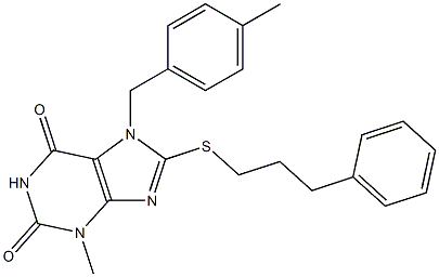 3-methyl-7-(4-methylbenzyl)-8-[(3-phenylpropyl)sulfanyl]-3,7-dihydro-1H-purine-2,6-dione 化学構造式