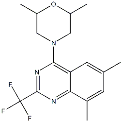 4-(2,6-dimethyl-4-morpholinyl)-6,8-dimethyl-2-(trifluoromethyl)quinazoline 结构式